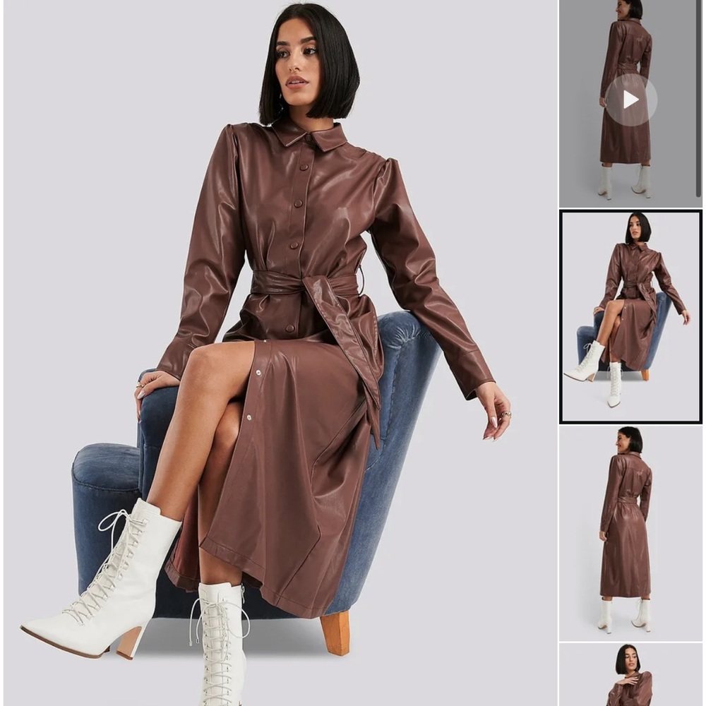 NA-KD brown fake leather dress